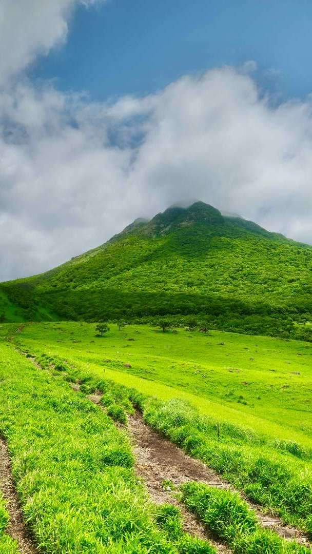 Mount Yufu, soaring at an elevation of 1,583 meters in the northeastern part of Yufuin, is affectionately known as "Bungo Fuji" due to its beautiful and majestic appearance with twin peaks.